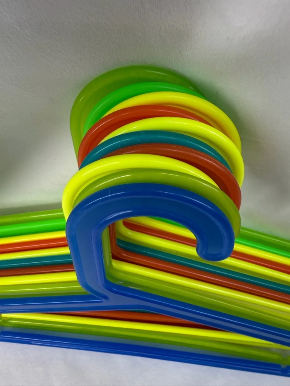 IKEA Kids Plastic Hangers - set of 5 assorted Blue, Green, Yellow, Orange